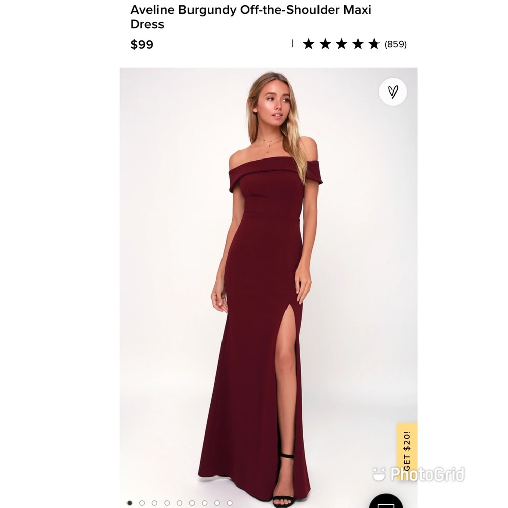 Burgundy Off the Shoulder Maxi Dress